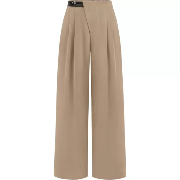 PRETTYGARDEN Womens Wide Leg Pants Dressy High Waisted Business Casual Work Office Suit Palazzo Pant TrousersCamel