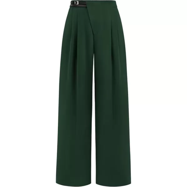 PRETTYGARDEN Womens Wide Leg Pants Dressy High Waisted Business Casual Work Office Suit Palazzo Pant TrousersDark Green