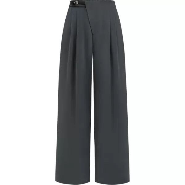 PRETTYGARDEN Womens Wide Leg Pants Dressy High Waisted Business Casual Work Office Suit Palazzo Pant TrousersDark Grey