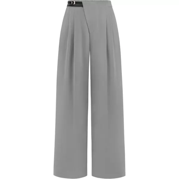 PRETTYGARDEN Womens Wide Leg Pants Dressy High Waisted Business Casual Work Office Suit Palazzo Pant TrousersGrey