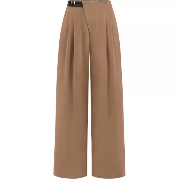 PRETTYGARDEN Womens Wide Leg Pants Dressy High Waisted Business Casual Work Office Suit Palazzo Pant TrousersKhaki