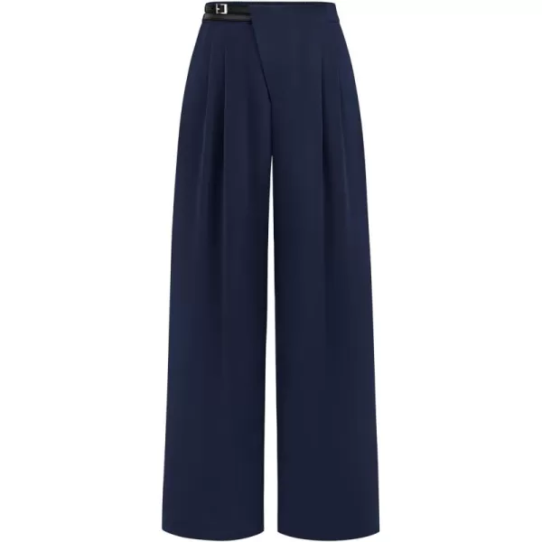 PRETTYGARDEN Womens Wide Leg Pants Dressy High Waisted Business Casual Work Office Suit Palazzo Pant TrousersNavy