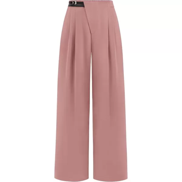 PRETTYGARDEN Womens Wide Leg Pants Dressy High Waisted Business Casual Work Office Suit Palazzo Pant TrousersPink