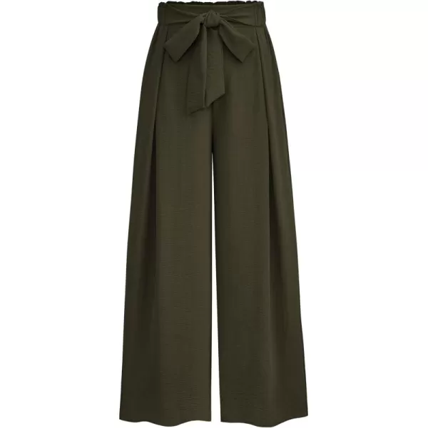 PRETTYGARDEN Womens Wide Leg Work Pants Business Casual High Waisted Loose Palazzo Trouser Summer ClothesArmy Green