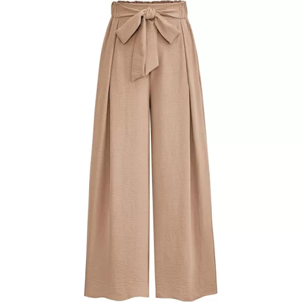 PRETTYGARDEN Womens Wide Leg Work Pants Business Casual High Waisted Loose Palazzo Trouser Summer ClothesCamel