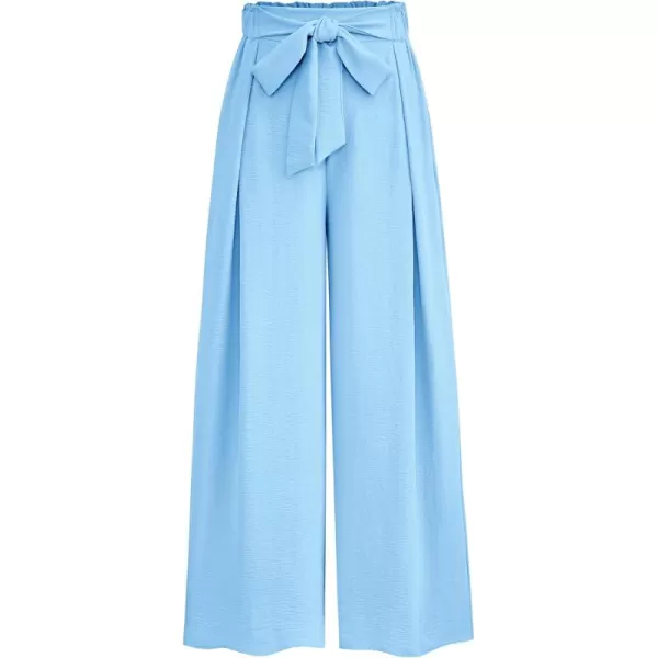 PRETTYGARDEN Womens Wide Leg Work Pants Business Casual High Waisted Loose Palazzo Trouser Summer ClothesLight Blue