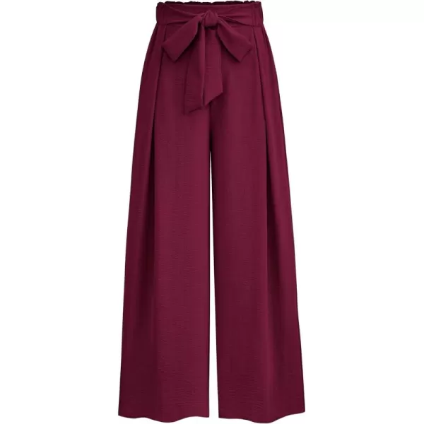 PRETTYGARDEN Womens Wide Leg Work Pants Business Casual High Waisted Loose Palazzo Trouser Summer ClothesWine Red