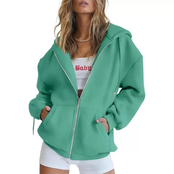 PRETTYGARDEN Womens Zip Up Y2K Hoodies Casual Long Sleeve Track Jackets With PocketsMint Green