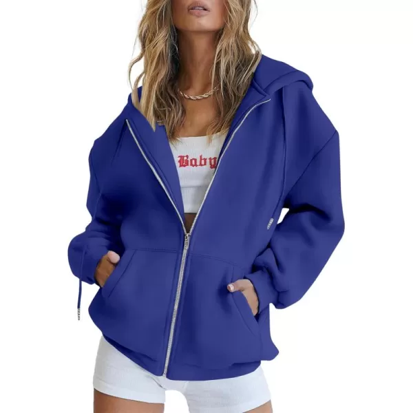 PRETTYGARDEN Womens Zip Up Y2K Hoodies Casual Long Sleeve Track Jackets With PocketsRoyal Blue
