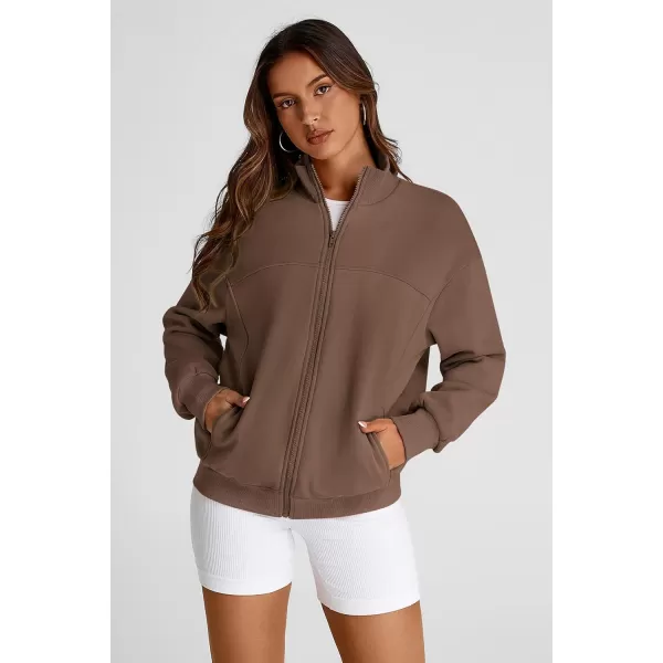 PRETTYGARDEN Womens 2024 Fall Fashion Full Zip Up Sweatshirt Long Sleeve Loose Fit Trendy Casual Jacket with PocketsCoffee