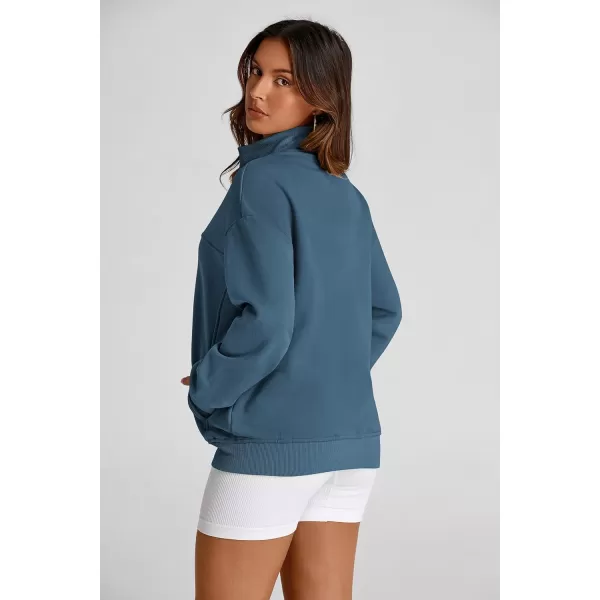 PRETTYGARDEN Womens 2024 Fall Fashion Full Zip Up Sweatshirt Long Sleeve Loose Fit Trendy Casual Jacket with PocketsDark Blue