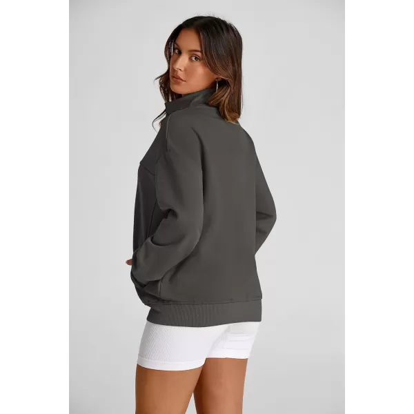 PRETTYGARDEN Womens 2024 Fall Fashion Full Zip Up Sweatshirt Long Sleeve Loose Fit Trendy Casual Jacket with PocketsDark Grey