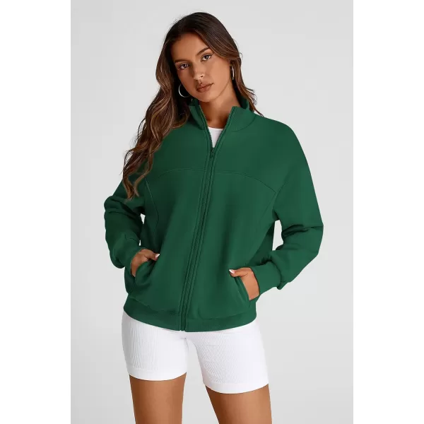 PRETTYGARDEN Womens 2024 Fall Fashion Full Zip Up Sweatshirt Long Sleeve Loose Fit Trendy Casual Jacket with PocketsGreen