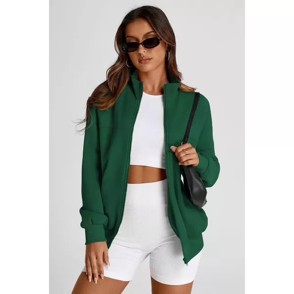 PRETTYGARDEN Womens 2024 Fall Fashion Full Zip Up Sweatshirt Long Sleeve Loose Fit Trendy Casual Jacket with PocketsGreen