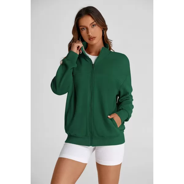 PRETTYGARDEN Womens 2024 Fall Fashion Full Zip Up Sweatshirt Long Sleeve Loose Fit Trendy Casual Jacket with PocketsGreen