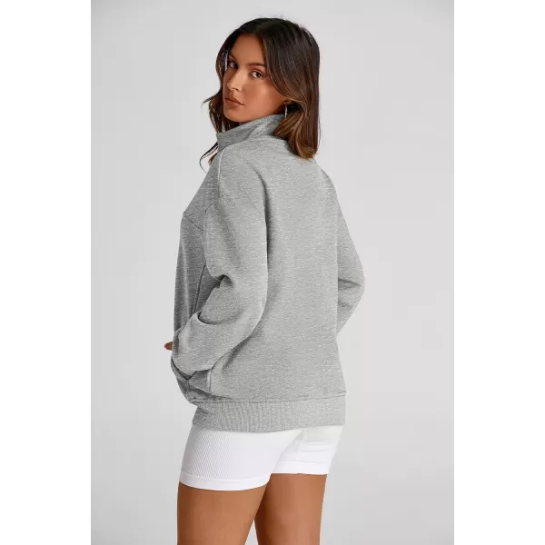 PRETTYGARDEN Womens 2024 Fall Fashion Full Zip Up Sweatshirt Long Sleeve Loose Fit Trendy Casual Jacket with PocketsLight Grey