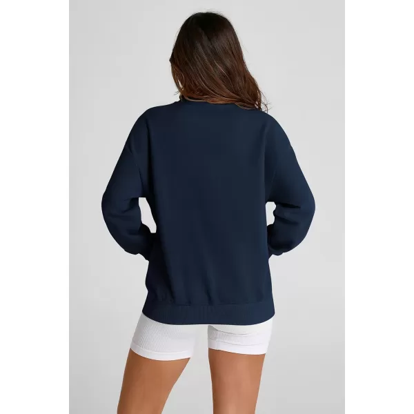 PRETTYGARDEN Womens 2024 Fall Fashion Full Zip Up Sweatshirt Long Sleeve Loose Fit Trendy Casual Jacket with PocketsNavy