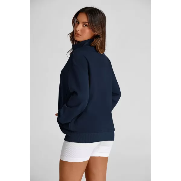 PRETTYGARDEN Womens 2024 Fall Fashion Full Zip Up Sweatshirt Long Sleeve Loose Fit Trendy Casual Jacket with PocketsNavy