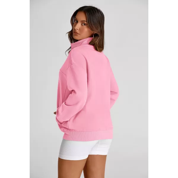 PRETTYGARDEN Womens 2024 Fall Fashion Full Zip Up Sweatshirt Long Sleeve Loose Fit Trendy Casual Jacket with PocketsPink