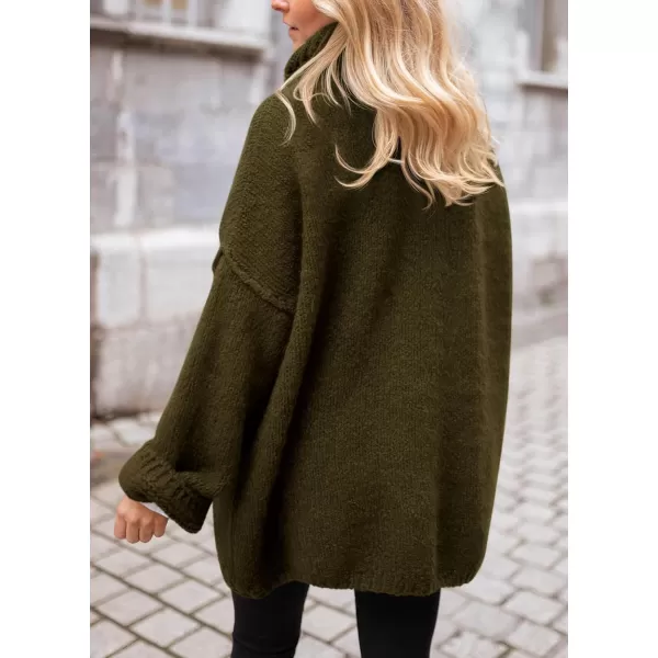 PRETTYGARDEN Womens 2024 Fall Knit Sweater Casual Long Sleeve Turtleneck Loose Chunky Pullover TopsArmy Green