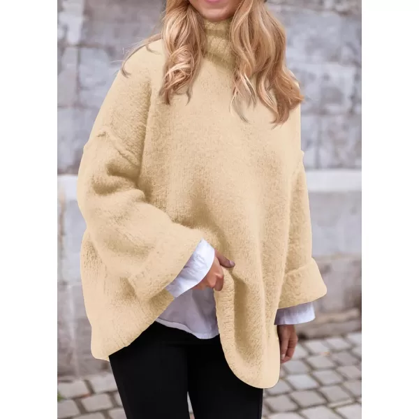 PRETTYGARDEN Womens 2024 Fall Knit Sweater Casual Long Sleeve Turtleneck Loose Chunky Pullover TopsBeige