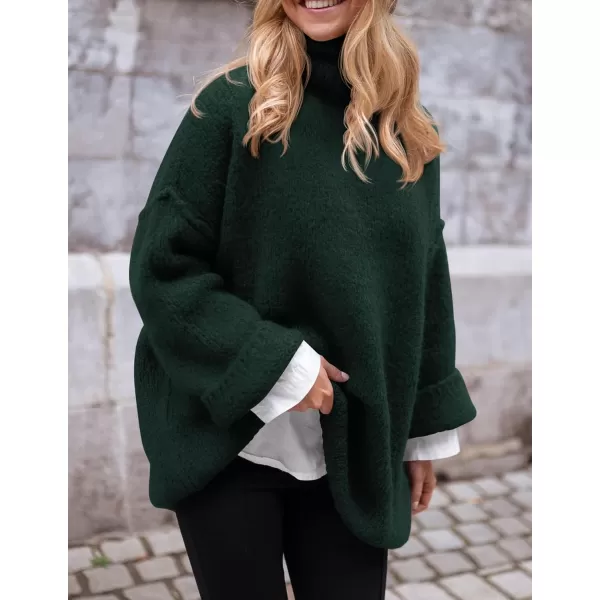PRETTYGARDEN Womens 2024 Fall Knit Sweater Casual Long Sleeve Turtleneck Loose Chunky Pullover TopsDark Green