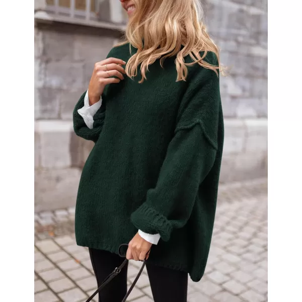 PRETTYGARDEN Womens 2024 Fall Knit Sweater Casual Long Sleeve Turtleneck Loose Chunky Pullover TopsDark Green