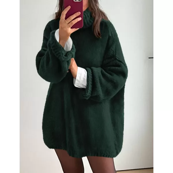 PRETTYGARDEN Womens 2024 Fall Knit Sweater Casual Long Sleeve Turtleneck Loose Chunky Pullover TopsDark Green
