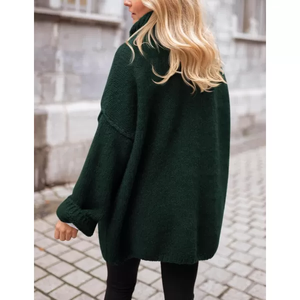PRETTYGARDEN Womens 2024 Fall Knit Sweater Casual Long Sleeve Turtleneck Loose Chunky Pullover TopsDark Green