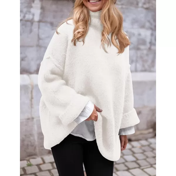 PRETTYGARDEN Womens 2024 Fall Knit Sweater Casual Long Sleeve Turtleneck Loose Chunky Pullover TopsWhite