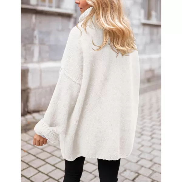 PRETTYGARDEN Womens 2024 Fall Knit Sweater Casual Long Sleeve Turtleneck Loose Chunky Pullover TopsWhite