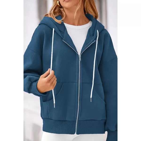 PRETTYGARDEN Womens 2024 Fall Zip Up Hoodies Sweatshirt Long Sleeve Loose Fit Y2K Casual Fashion Jackets with PocketsDark Blue