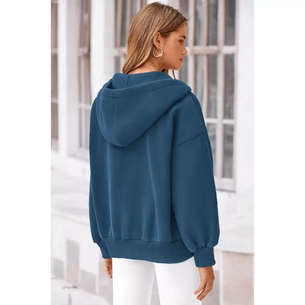 PRETTYGARDEN Womens 2024 Fall Zip Up Hoodies Sweatshirt Long Sleeve Loose Fit Y2K Casual Fashion Jackets with PocketsDark Blue