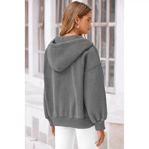 PRETTYGARDEN Womens 2024 Fall Zip Up Hoodies Sweatshirt Long Sleeve Loose Fit Y2K Casual Fashion Jackets with PocketsDark Grey