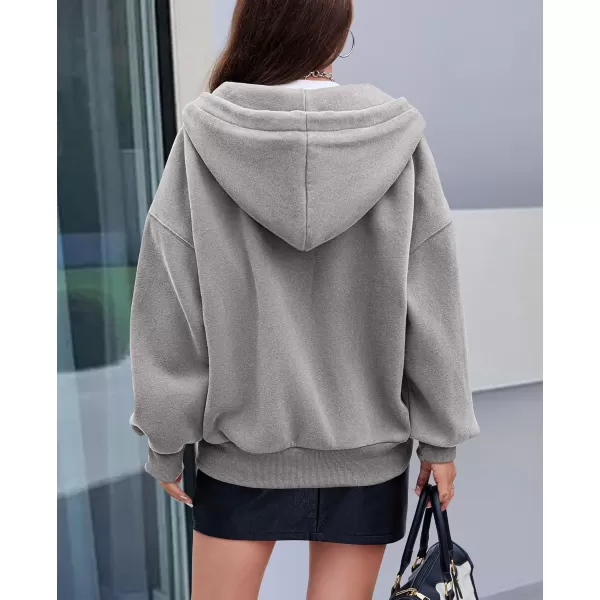 PRETTYGARDEN Womens 2024 Fall Zip Up Hoodies Sweatshirt Long Sleeve Loose Fit Y2K Casual Fashion Jackets with PocketsGrey
