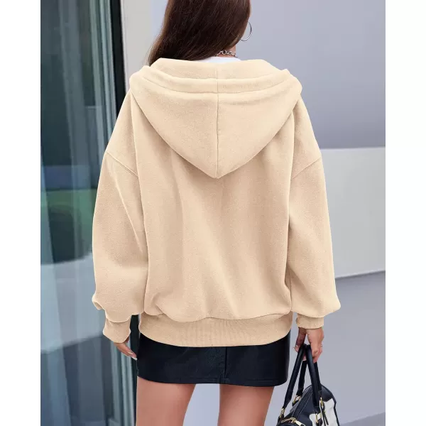 PRETTYGARDEN Womens 2024 Fall Zip Up Hoodies Sweatshirt Long Sleeve Loose Fit Y2K Casual Fashion Jackets with PocketsKhaki