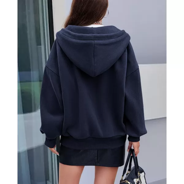 PRETTYGARDEN Womens 2024 Fall Zip Up Hoodies Sweatshirt Long Sleeve Loose Fit Y2K Casual Fashion Jackets with PocketsNavy
