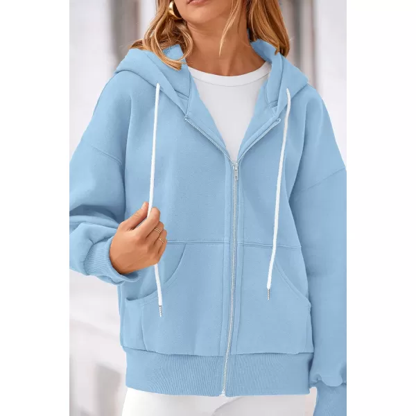 PRETTYGARDEN Womens 2024 Fall Zip Up Hoodies Sweatshirt Long Sleeve Loose Fit Y2K Casual Fashion Jackets with PocketsSky Blue