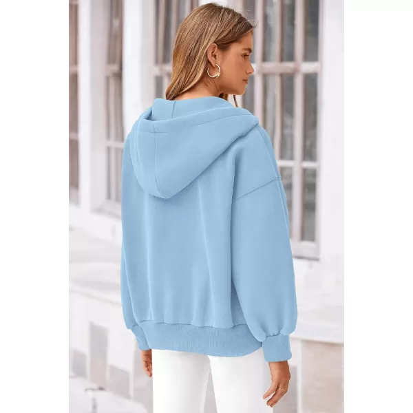 PRETTYGARDEN Womens 2024 Fall Zip Up Hoodies Sweatshirt Long Sleeve Loose Fit Y2K Casual Fashion Jackets with PocketsSky Blue