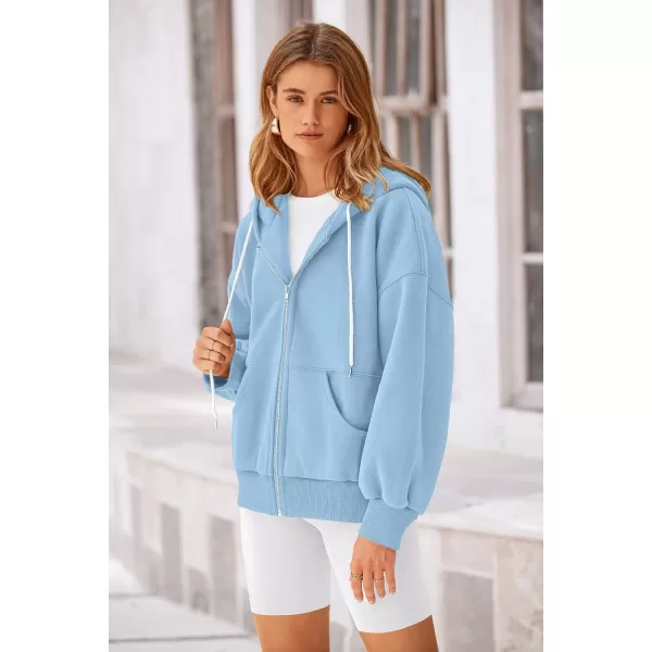 PRETTYGARDEN Womens 2024 Fall Zip Up Hoodies Sweatshirt Long Sleeve Loose Fit Y2K Casual Fashion Jackets with PocketsSky Blue