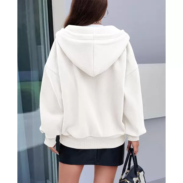 PRETTYGARDEN Womens 2024 Fall Zip Up Hoodies Sweatshirt Long Sleeve Loose Fit Y2K Casual Fashion Jackets with PocketsWhite