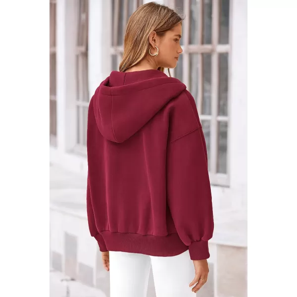 PRETTYGARDEN Womens 2024 Fall Zip Up Hoodies Sweatshirt Long Sleeve Loose Fit Y2K Casual Fashion Jackets with PocketsWine Red