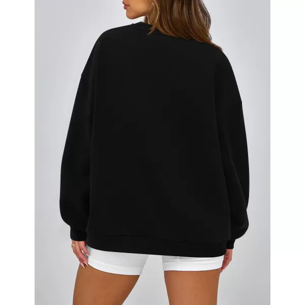 PRETTYGARDEN Womens Fall Fashion Oversized Sweatshirts Casual Crewneck Long Sleeve Graphic Pullover Tops ShirtBlack