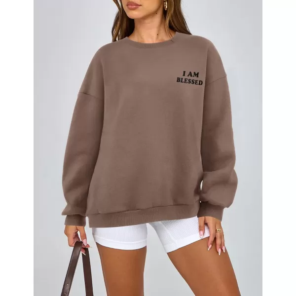 PRETTYGARDEN Womens Fall Fashion Oversized Sweatshirts Casual Crewneck Long Sleeve Graphic Pullover Tops ShirtBlack Khaki
