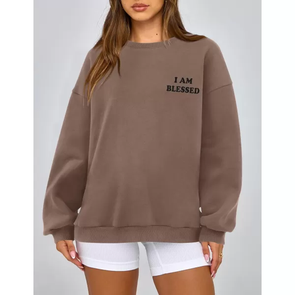 PRETTYGARDEN Womens Fall Fashion Oversized Sweatshirts Casual Crewneck Long Sleeve Graphic Pullover Tops ShirtBlack Khaki