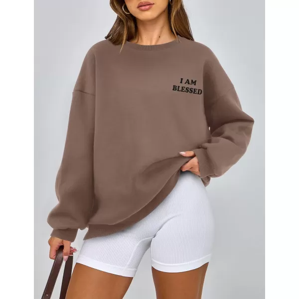 PRETTYGARDEN Womens Fall Fashion Oversized Sweatshirts Casual Crewneck Long Sleeve Graphic Pullover Tops ShirtBlack Khaki