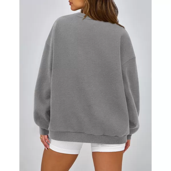 PRETTYGARDEN Womens Fall Fashion Oversized Sweatshirts Casual Crewneck Long Sleeve Graphic Pullover Tops ShirtMid Grey