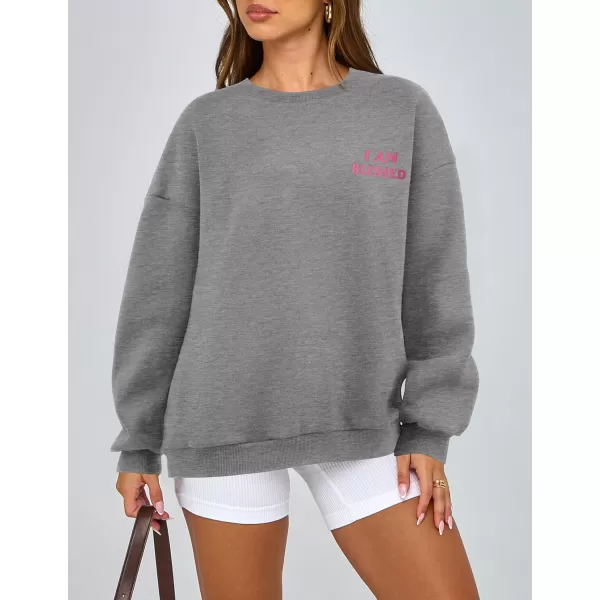 PRETTYGARDEN Womens Fall Fashion Oversized Sweatshirts Casual Crewneck Long Sleeve Graphic Pullover Tops ShirtMid Grey