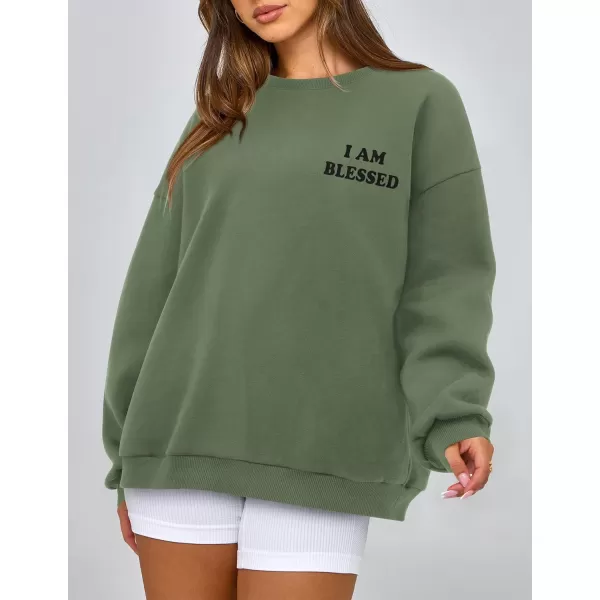 PRETTYGARDEN Womens Fall Fashion Oversized Sweatshirts Casual Crewneck Long Sleeve Graphic Pullover Tops ShirtMist Green