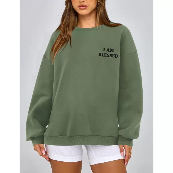 PRETTYGARDEN Womens Fall Fashion Oversized Sweatshirts Casual Crewneck Long Sleeve Graphic Pullover Tops ShirtMist Green